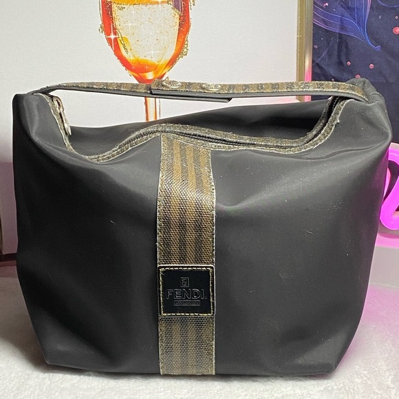 Fendi Handbags - *Rare* Vintage Fendi Pequin Vanity Pouch W/COA